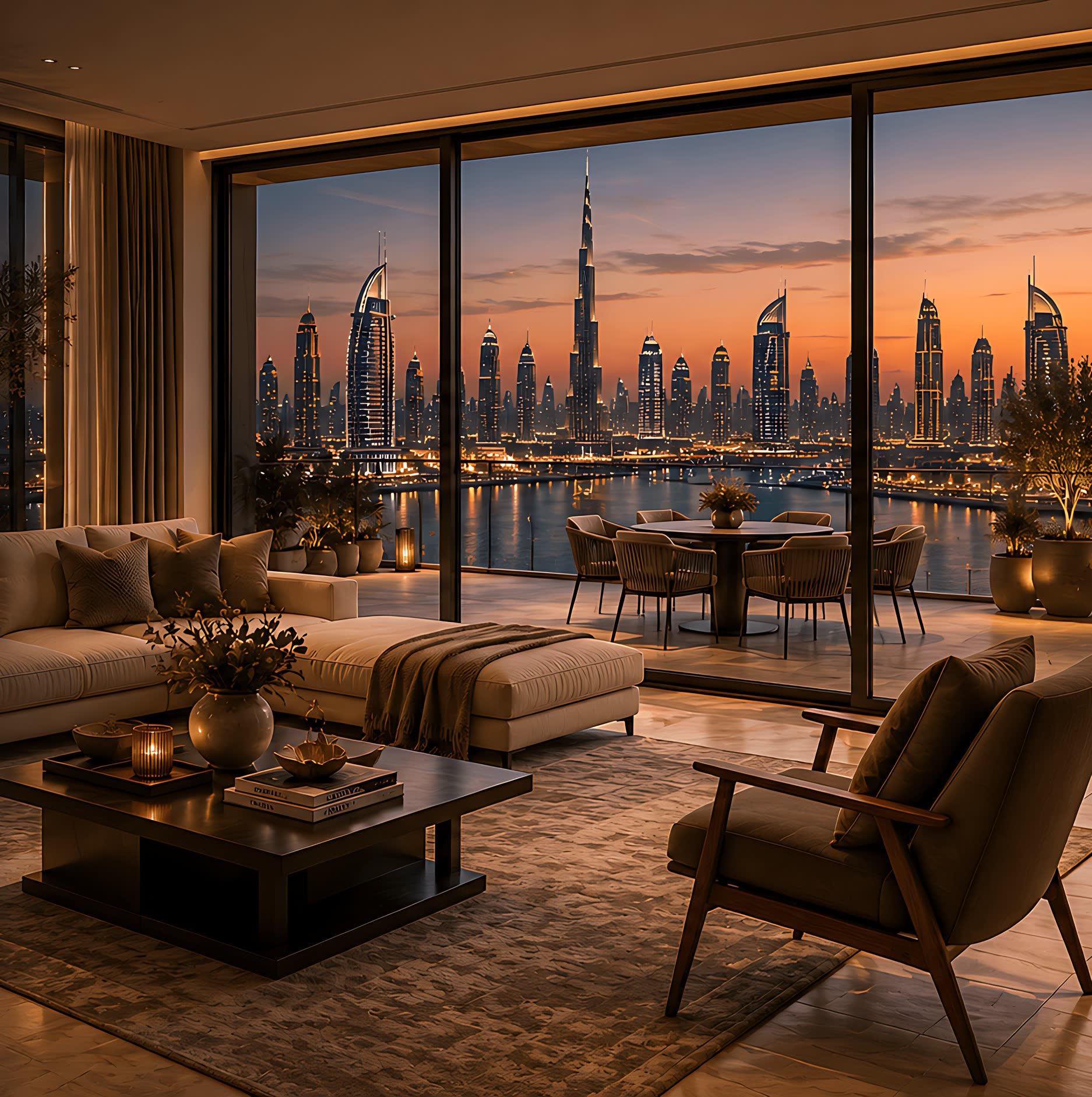 Nappali kilátással a dubaji felhőkarcolókra